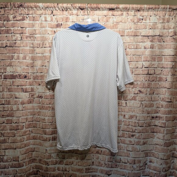 Graham Luxe Golf Polo White/Blue Dots and Collar Performance Size Large - Picture 8 of 13